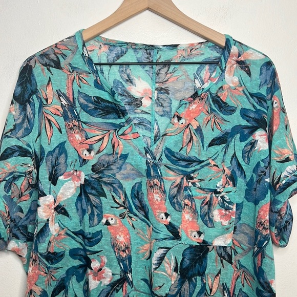 Kate & Sam Plus Size Tropical Parrots Shirt 1X - Picture 2 of 9